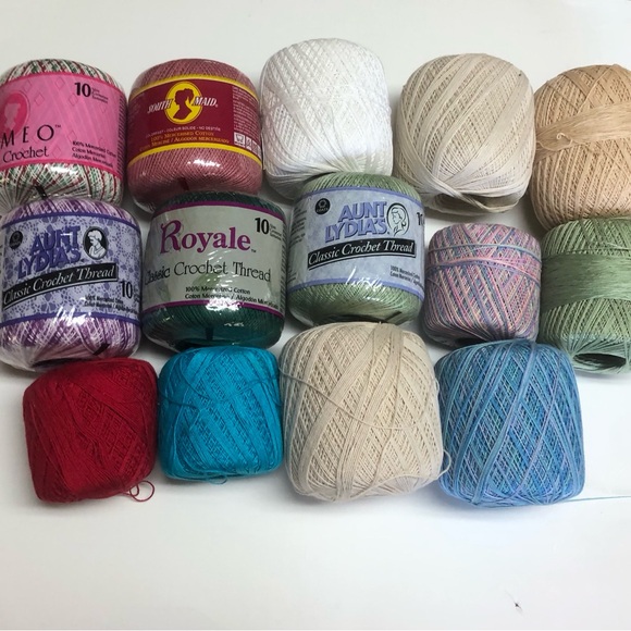 Other | Assorted Crochet Thread Collection Lot Of 14 Balls Of Crochet ...